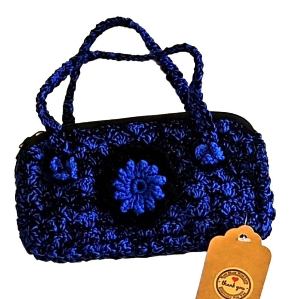 Handmade Kids Floral Crochet Mini Bag Handcrafted Boho Grannycore Vintage unique